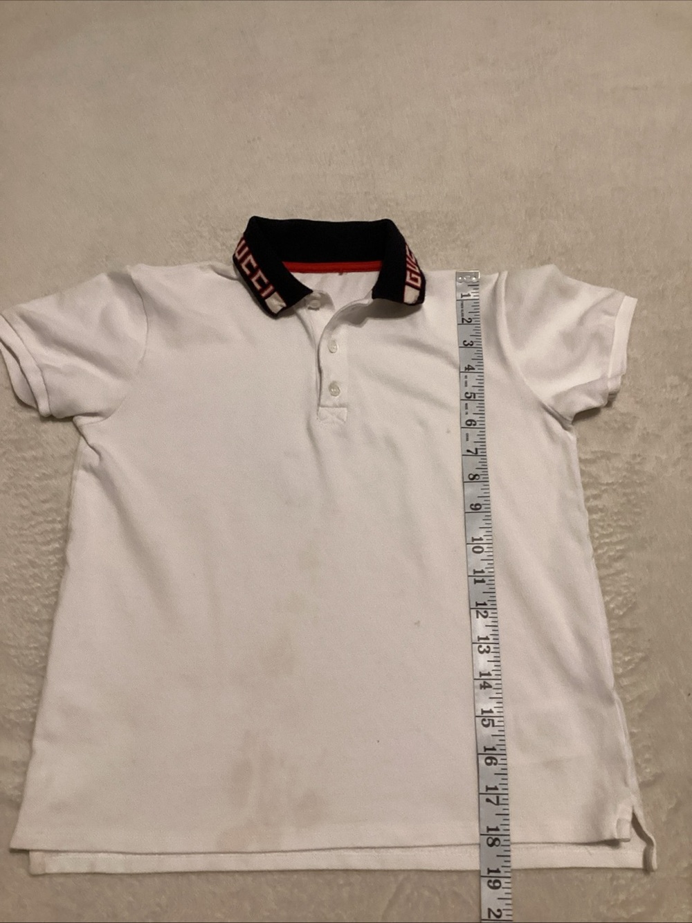 Gucci White Polo with Black Logo Collar and Red Trim - Picture 6 of 13